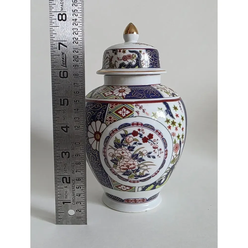 Imari Empress Ginger Jar Urn with Lid Porcelain Floral Vase 8